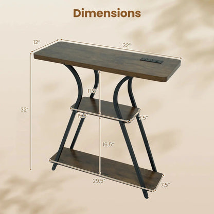 32 Inch Console Table With Power Outlets and Led