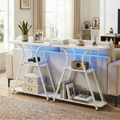 32 Inch Console Table with Power Outlets RGB LED
