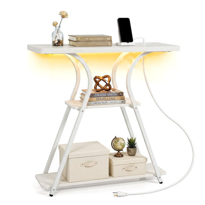 32 Inch Console Table with Power Outlets RGB LED