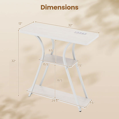 32 Inch Console Table with Power Outlets RGB LED