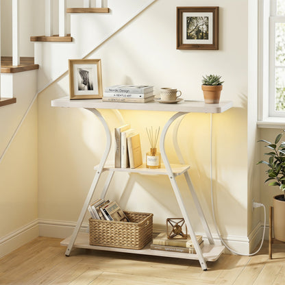32 Inch Console Table with Power Outlets RGB LED