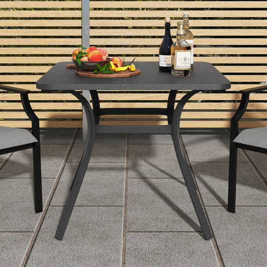 32 Inch Patio Dining Table Metal Square Table for Dining with 4 Curved Legs-Gray - Tampa Home & Garden Store
