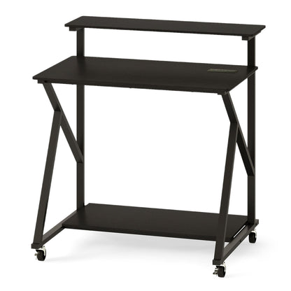 32 Inch Rolling Computer Desk for Small Spaces with Power Outlets