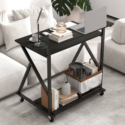 32 Inch Rolling Computer Desk for Small Spaces with Power Outlets