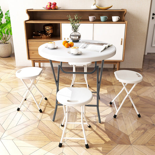 32 Inch Round Folding Table with Thick Tabletop for Picnic - Tampa Home & Garden Store