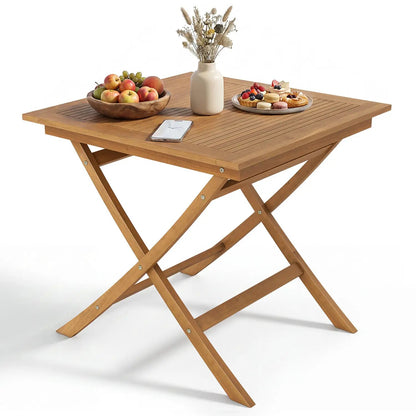 32 Inch Square Teak Wood Patio Table for Four