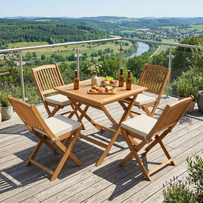 32 Inch Square Teak Wood Patio Table for Four