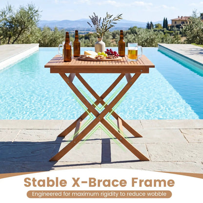 32 Inch Square Teak Wood Patio Table for Four