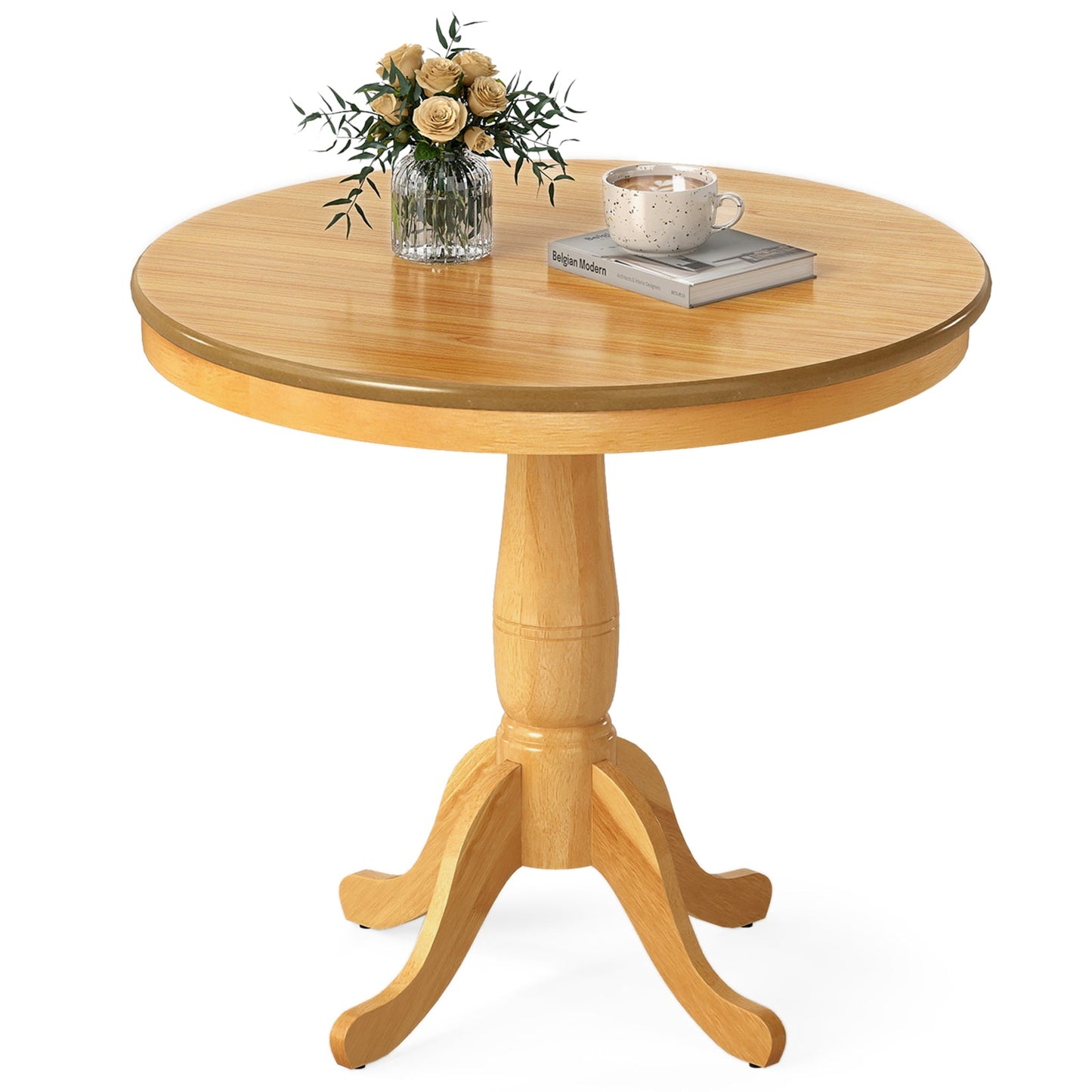 Mesa auxiliar con pedestal de pub redonda de madera de 32 pulgadas