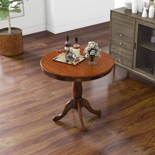 32 Inch Wooden Round Pub Pedestal Side Table - Tampa Home & Garden Store