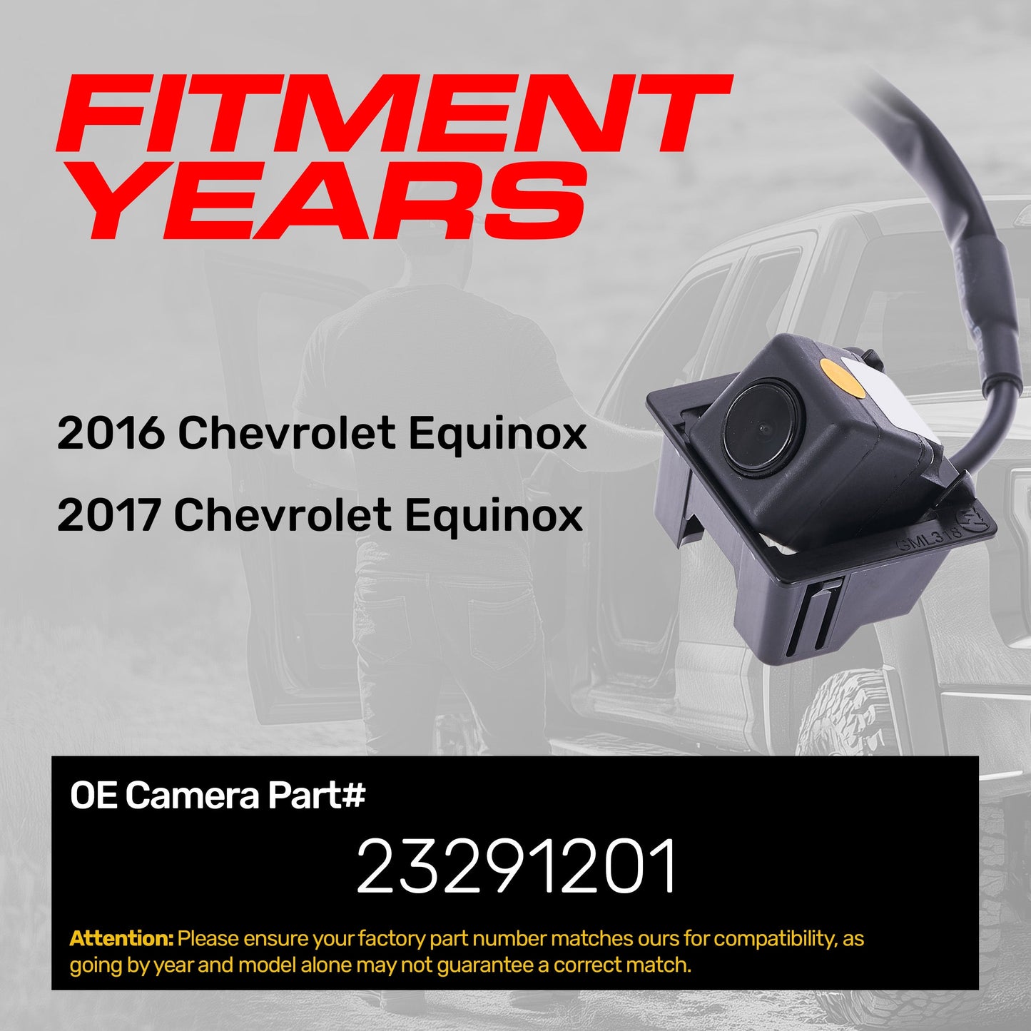 Backup camera for 2016-2017 Chevrolet Equinox by Master Tailgaters, OE Part# 23291201 on Tampa Home & Garden Store