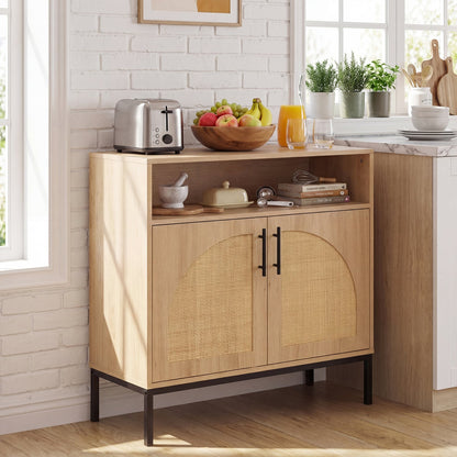 32 Sideboard Buffet Cabinet Natural Rattan Doors