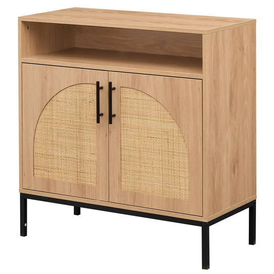 32 Sideboard Buffet Cabinet Natural Rattan Doors