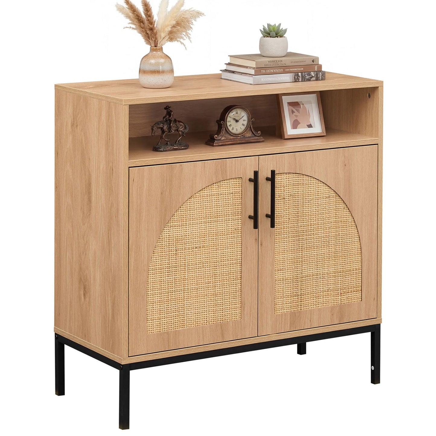 32 Sideboard Buffet Cabinet Natural Rattan Doors