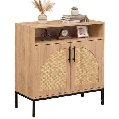 32 Sideboard Buffet Cabinet Natural Rattan Doors
