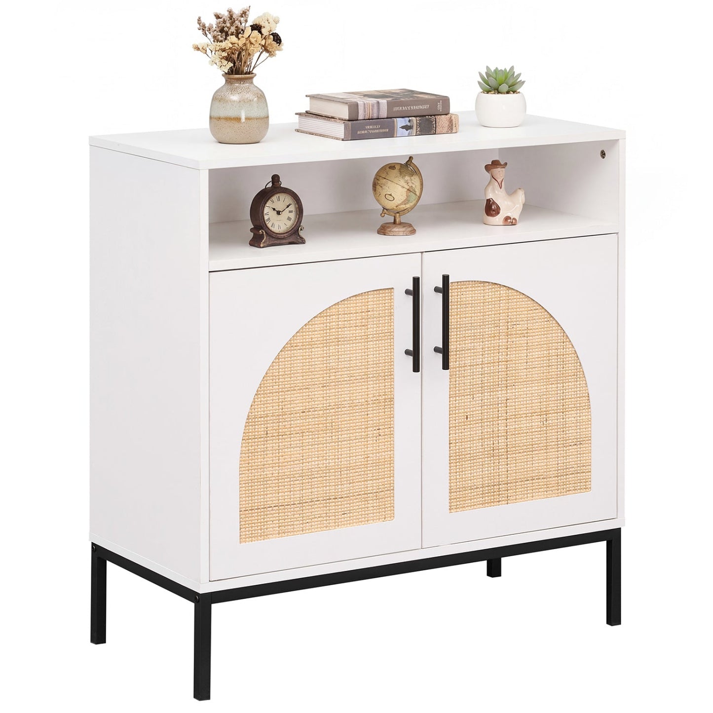 32 Sideboard Buffet Cabinet Natural Rattan Doors