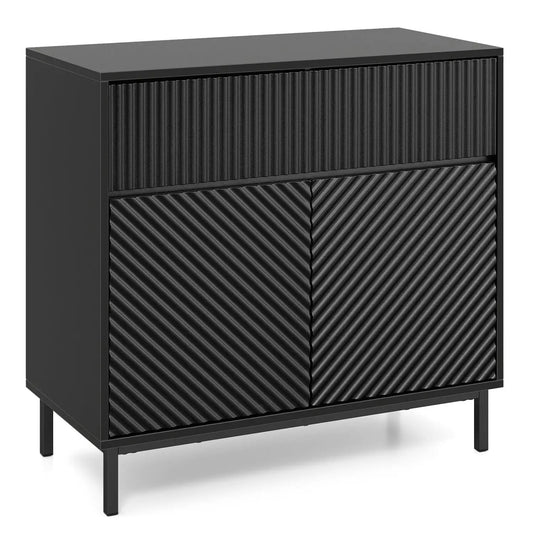 32in wide buffet cabinet with 2 doors and 1 drawer, black ribbed front panels, DirectDeals on Tampa Home & Garden Store