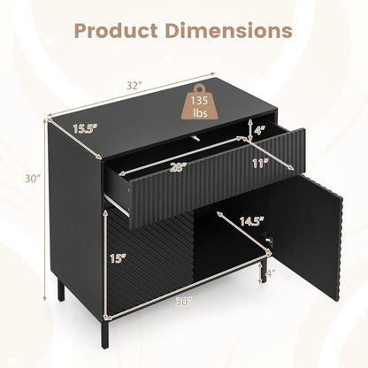 32" Wide Buffet Cabinet with 2 Doors and 1 Drawer for Kitchen