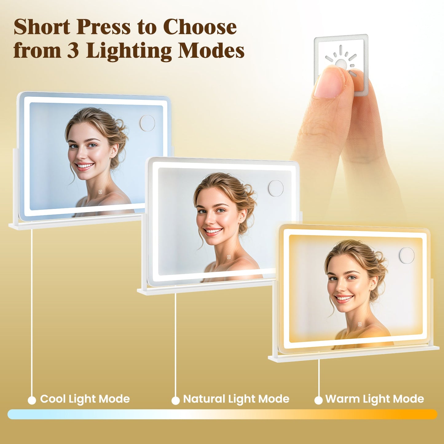 32 x 22 inch makeup vanity mirror DirectDeals 3 color lighting modes cool natural warm on Tampa Home & Garden Store
