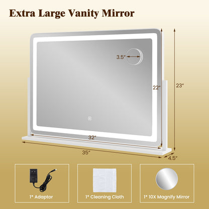 32x22 inch white makeup vanity mirror with 3-color LED lighting DirectDeals on Tampa Home & Garden Store