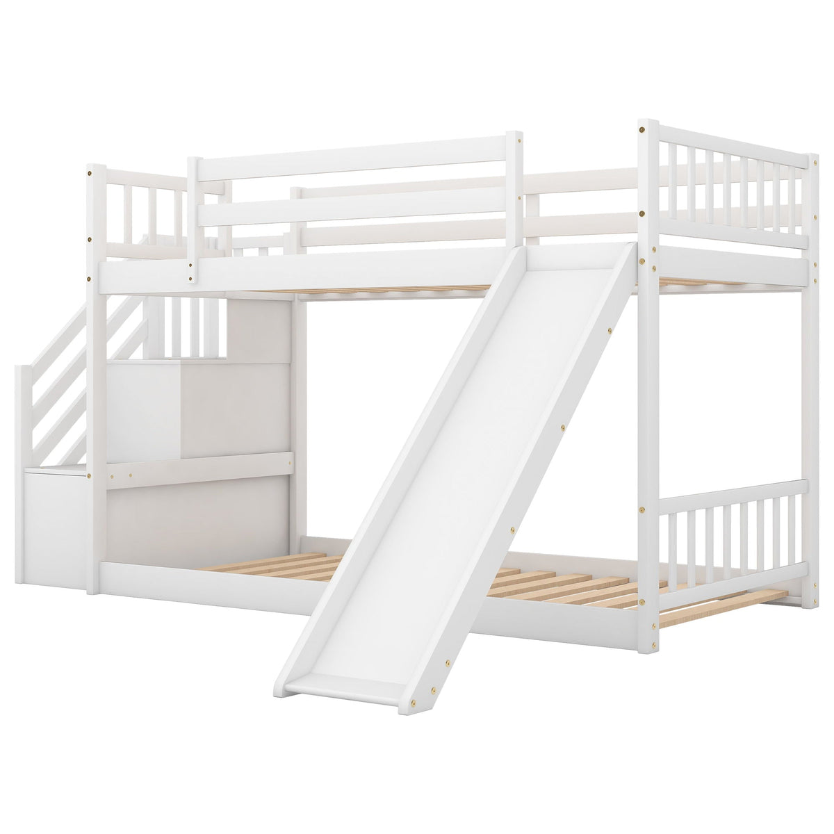 Bunk bed with convertible slide and stairway in white finish on Tampa Home & Garden Store
