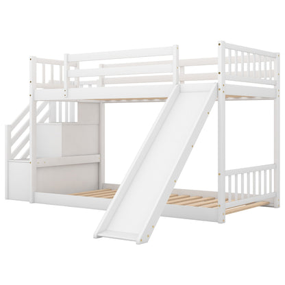 Bunk bed with convertible slide and stairway in white finish on Tampa Home & Garden Store