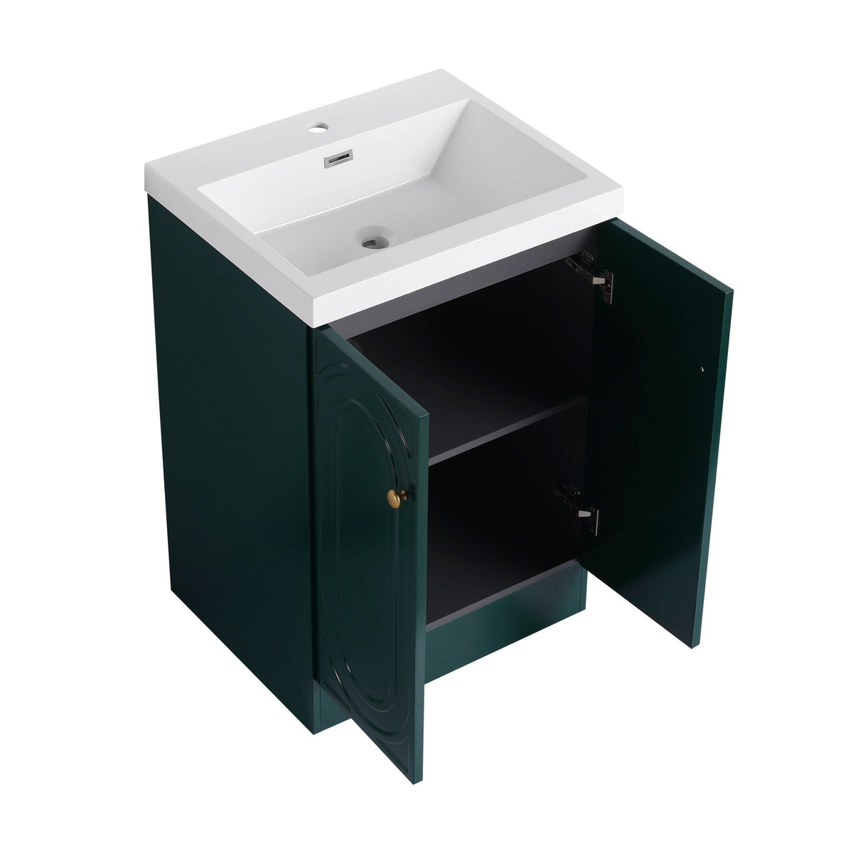 Freestanding bath vanity with resin sink and door, emerald green cabinet, HouseOfZazla on Tampa Home & Garden Store
