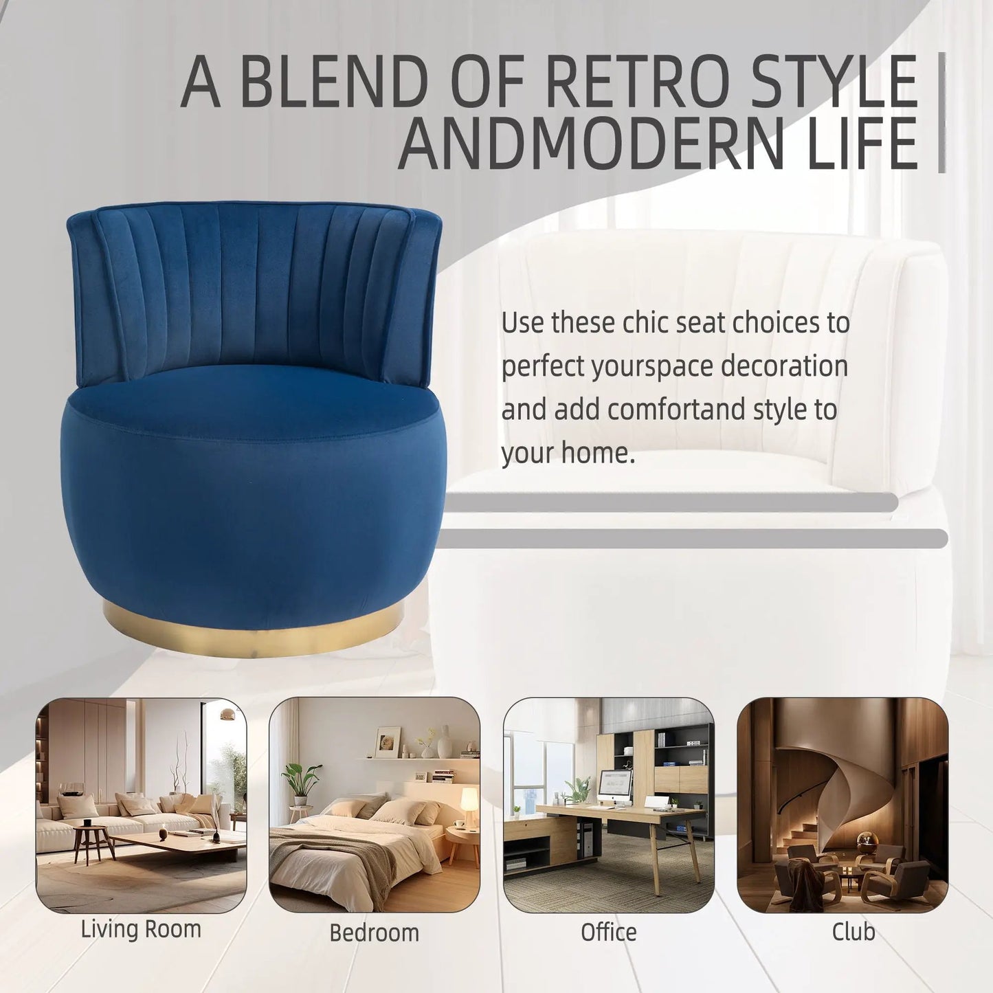 360 Degree Swivel Cuddle Barrel Accent Sofa Chair