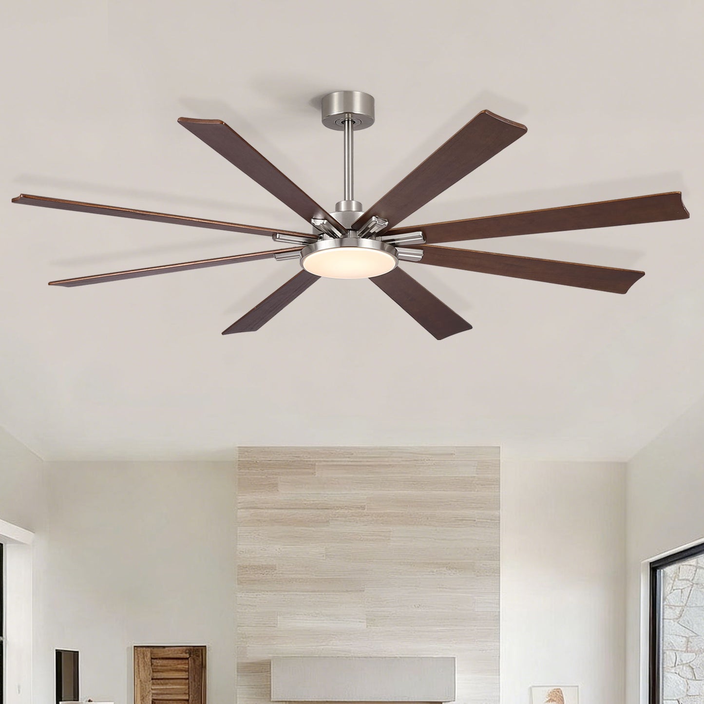 Ceiling fan HouseOfZazla 8-blade with dimmable LED light, remote, reversible DC motor on Tampa Home & Garden Store