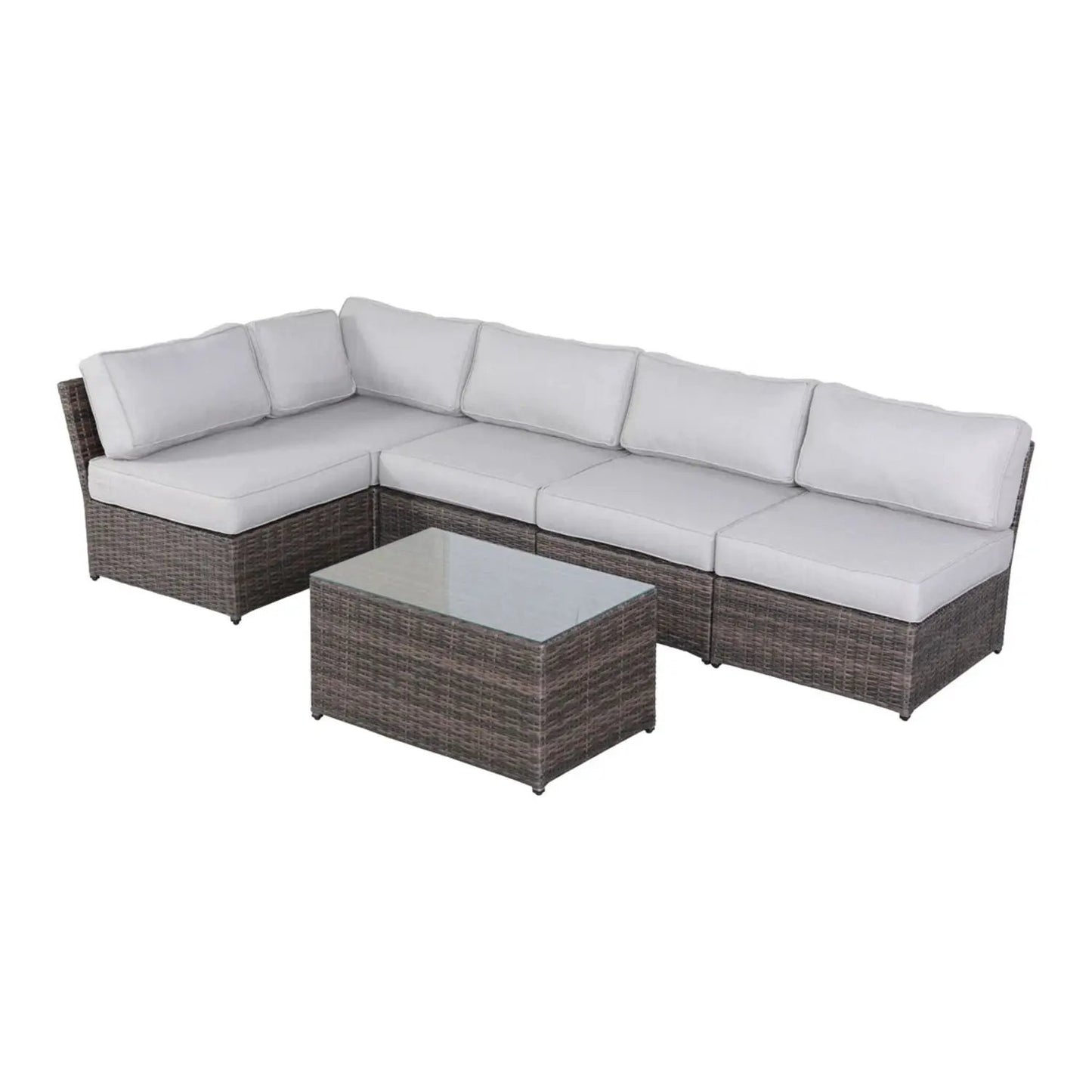 2-Piece rattan sectional with gray cushions and glass-top table Unique Piece Furniture on Tampa Home & Garden Store
