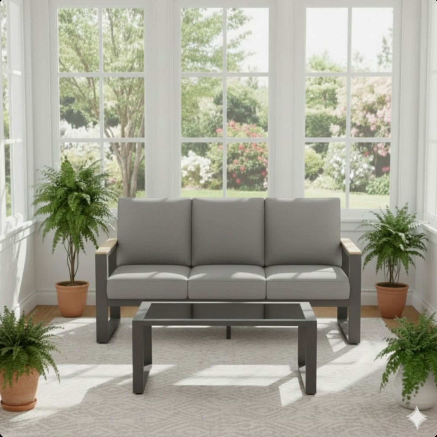 Modern Outdoor Sofa Set with the Coffee Table