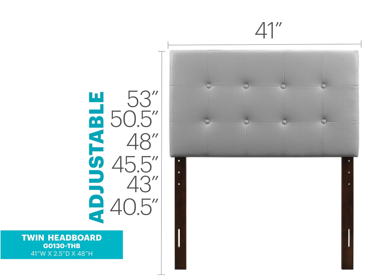Upholstered headboard by HouseOfZazla with adjustable height in gray fabric, 41W x 2.5D x 48H, twin on Tampa Home & Garden Store