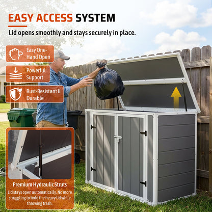 Horizontal outdoor storage shed with ramp and hydraulic lid gray deck-storage unit HouseOfZazla on Tampa Home & Garden Store