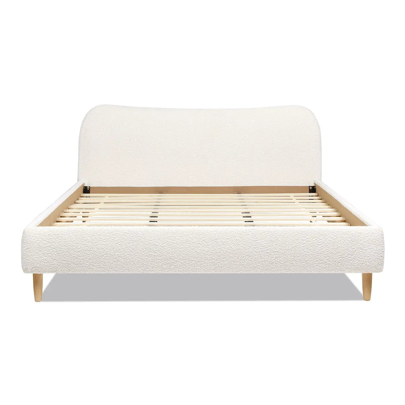 Roman Curved Headboard Upholstered Platform Bed in ivory boucle by Unique Piece Furniture on Tampa Home & Garden Store