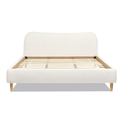Roman Curved Headboard Upholstered Platform Bed in ivory boucle by Unique Piece Furniture on Tampa Home & Garden Store