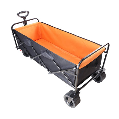 Folding wagon outdoor cart by HouseOfZazla with orange interior and black frame on Tampa Home & Garden Store