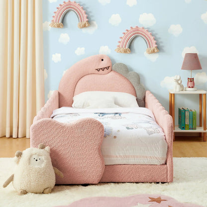 Cute Dinosaur Bed with Guardrail Toddler Frame