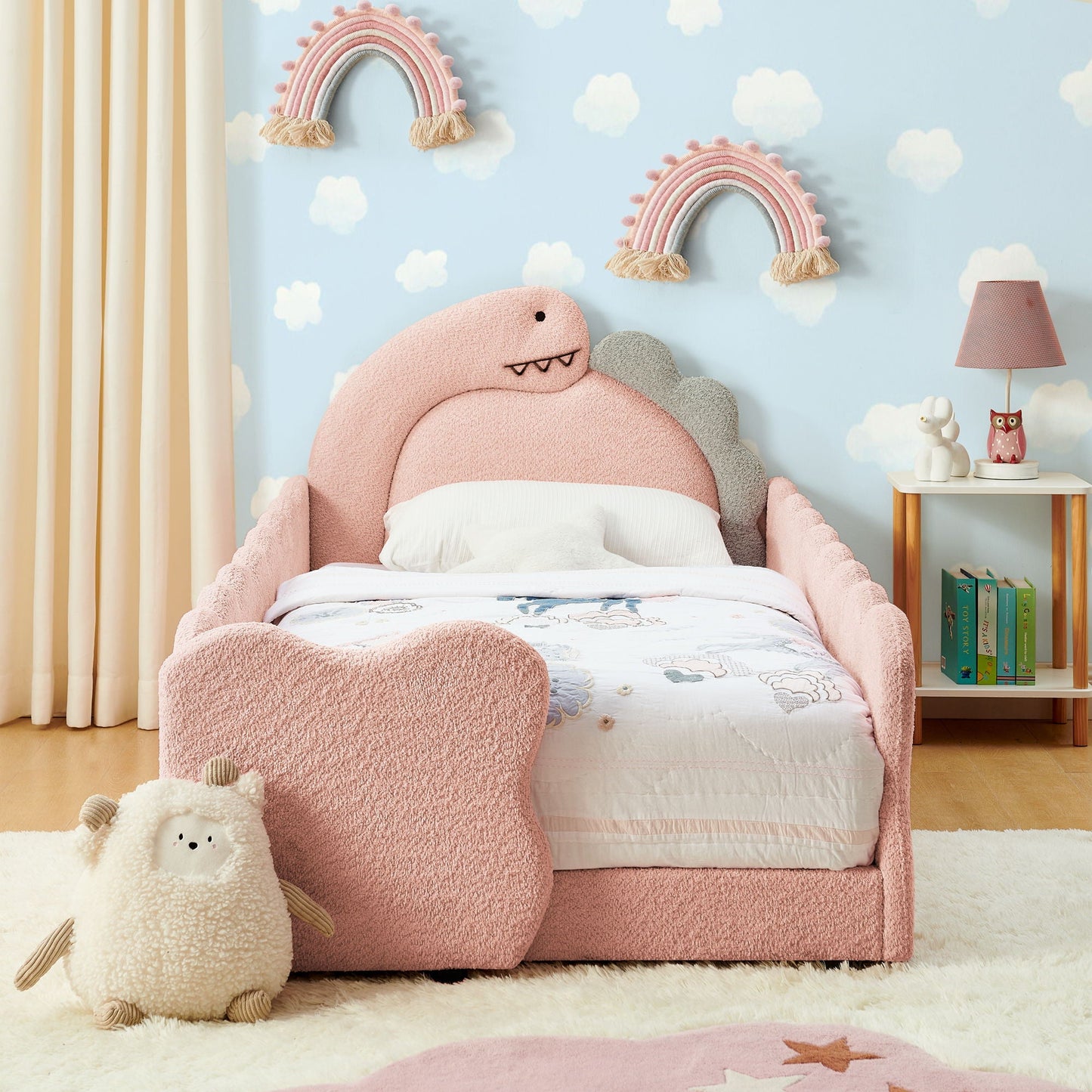 Toddler Dinosaur Bed and Safety Guardrail