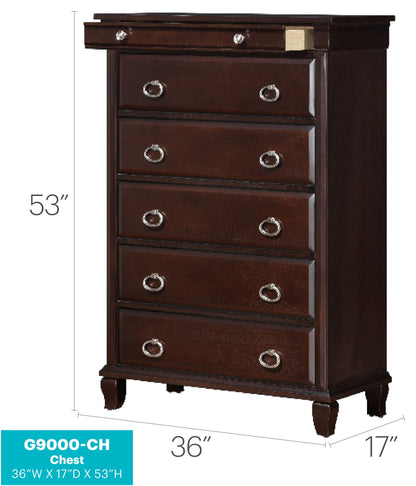Cappuccino accent chest with felt-lined drawers, 36W x 17D x 53H by HouseOfZazla on Tampa Home & Garden Store