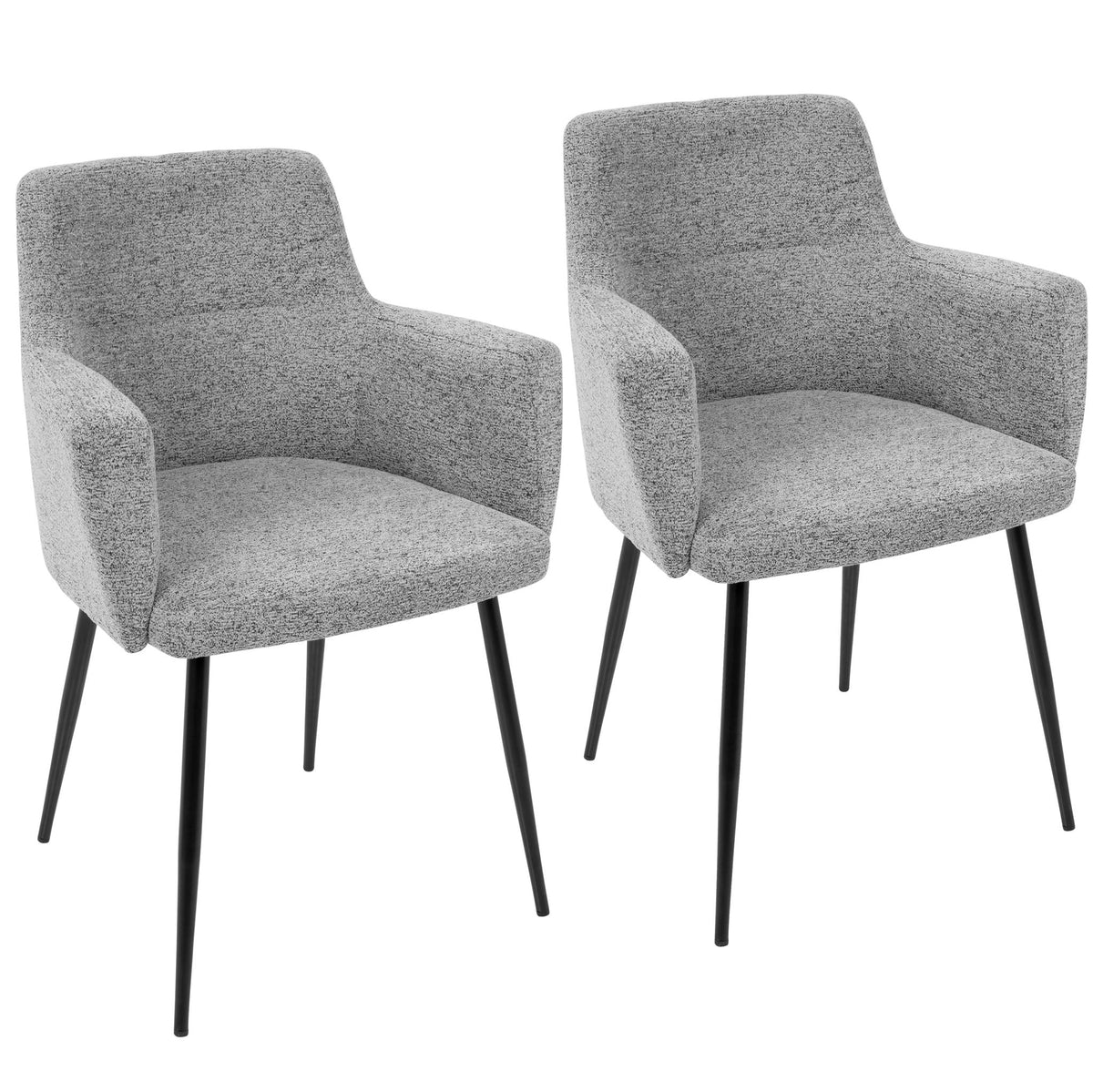 Dining chair set of 2 with padded gray upholstery and black metal legs on Tampa Home & Garden Store