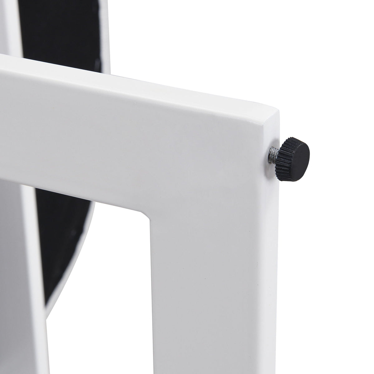 Upholstered dining armchairs white frame close-up with black adjustment knob detail on Tampa Home & Garden Store