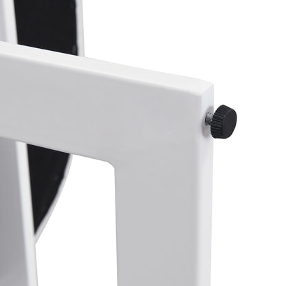Upholstered dining armchairs white frame close-up with black adjustment knob detail on Tampa Home & Garden Store