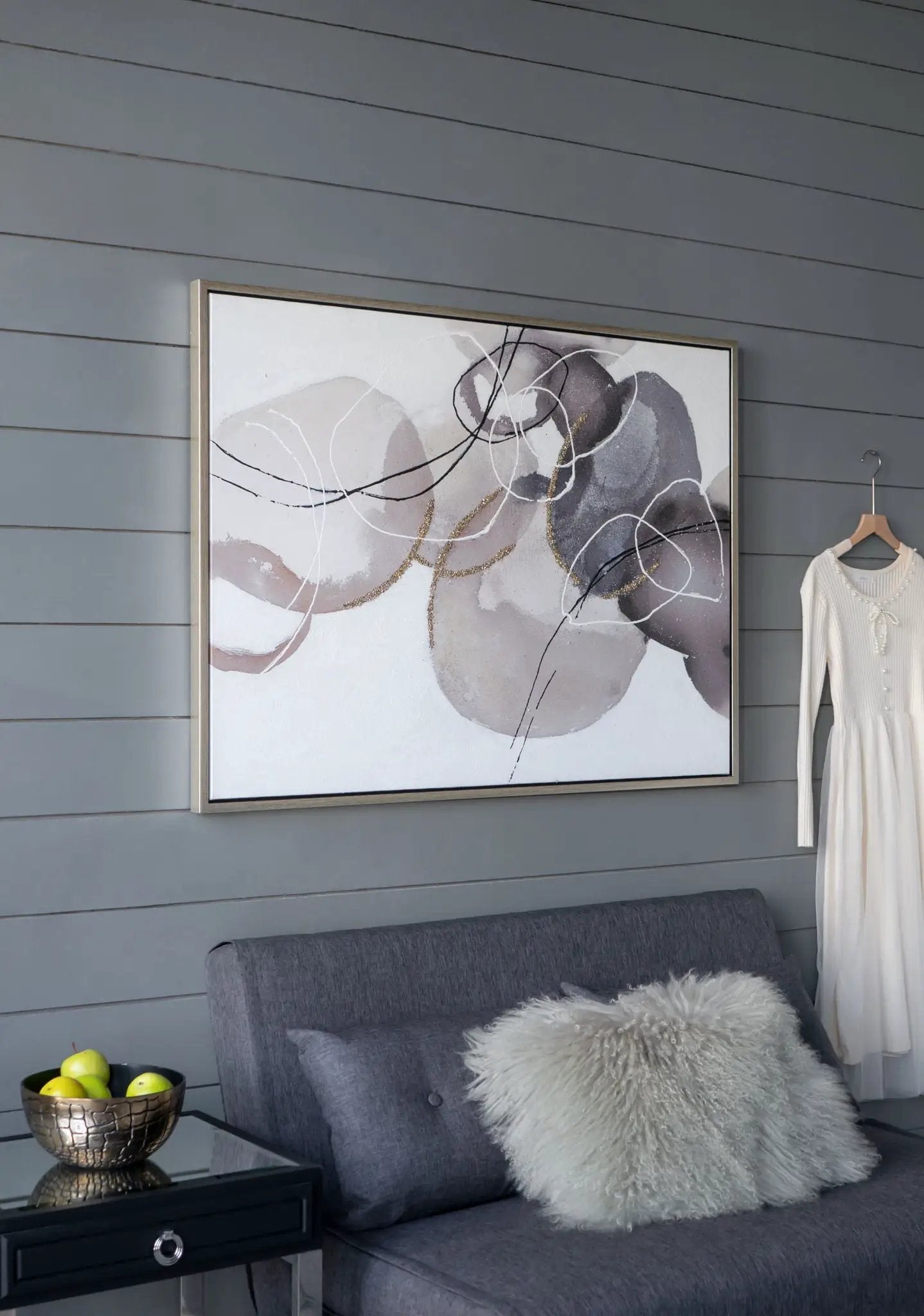 Framed print: Large Modern Oil Painting abstract multicolor watercolor on Tampa Home & Garden Store