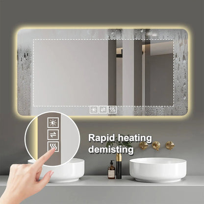 LED Bathroom Mirror With 3 Color Dimmable Backlight Unique Piece Furniture on Tampa Home & Garden Store