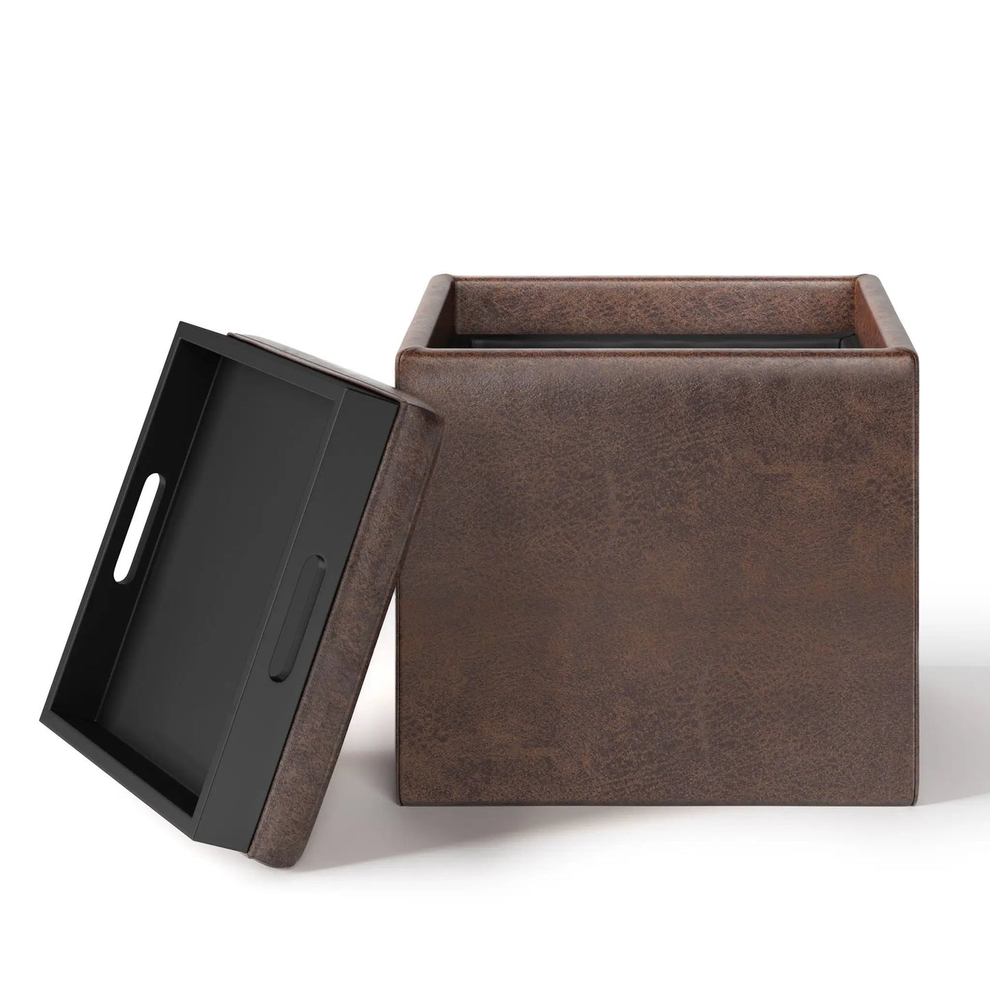 Rockwood Upholstered Cube Ottoman with Tray