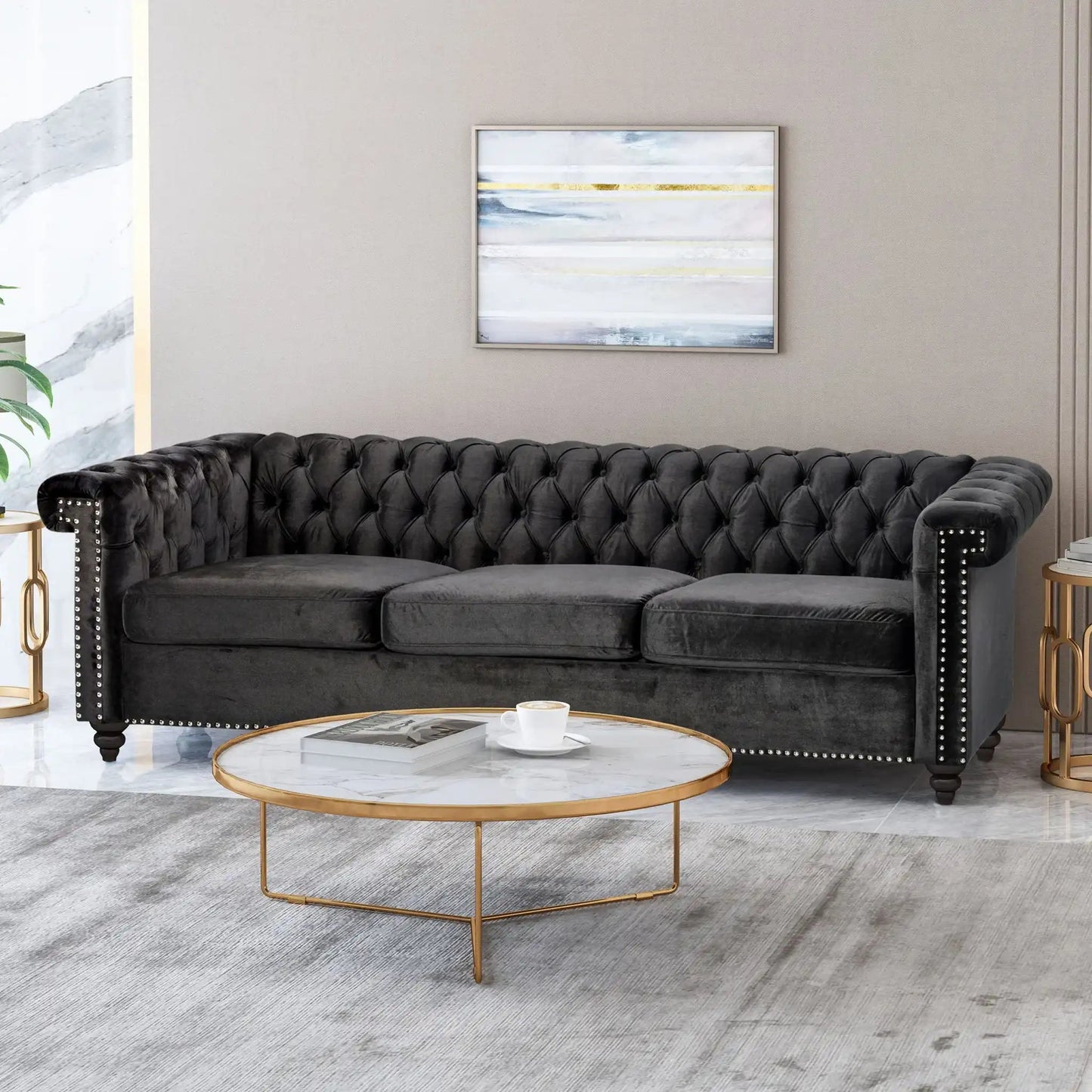 Chesterfield 3 Seater Sofa and Button Tufting