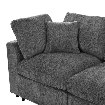 U-Style 130.3-inch modular sectional sofa 4-seat in gray textured fabric with back cushions on Tampa Home & Garden Store