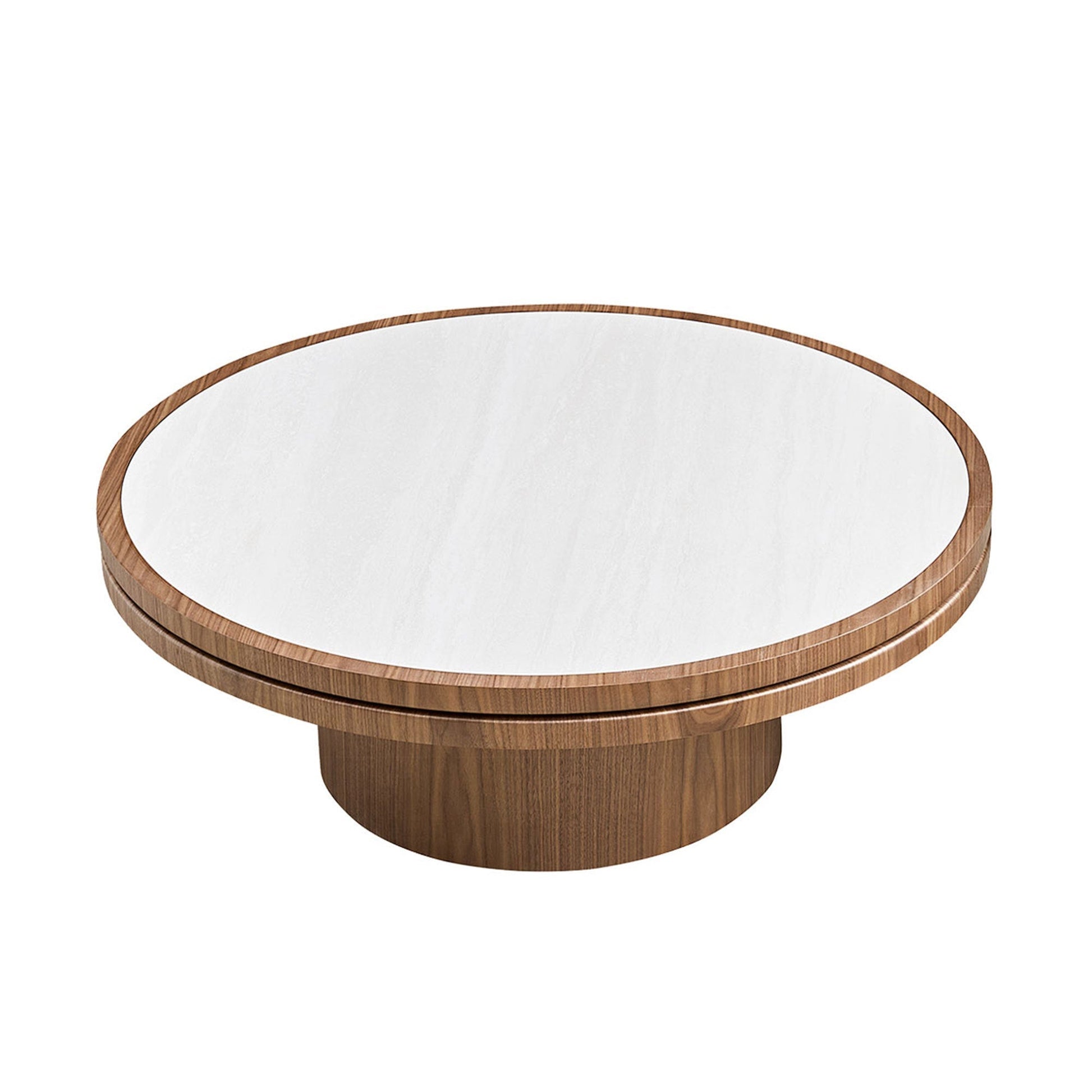 Coffee table 35.43in walnut wood base with white sintered stone top HouseOfZazla on Tampa Home & Garden Store