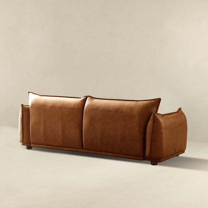 Mid-Century Modern luxury sofa with tufted panels in brown leather by HouseOfZazla on Tampa Home & Garden Store