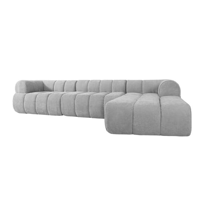 122-inch L-shaped sectional sofa with chaise in light gray fabric; dense foam cushions on Tampa Home & Garden Store